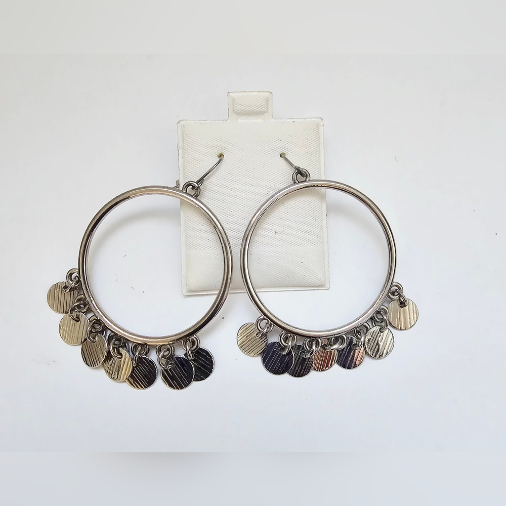 Elegant Silver Hoop Earrings with Gold Accents